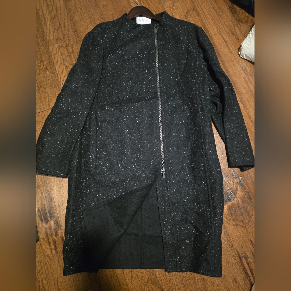 Elegant Black Speckled Pea Coat